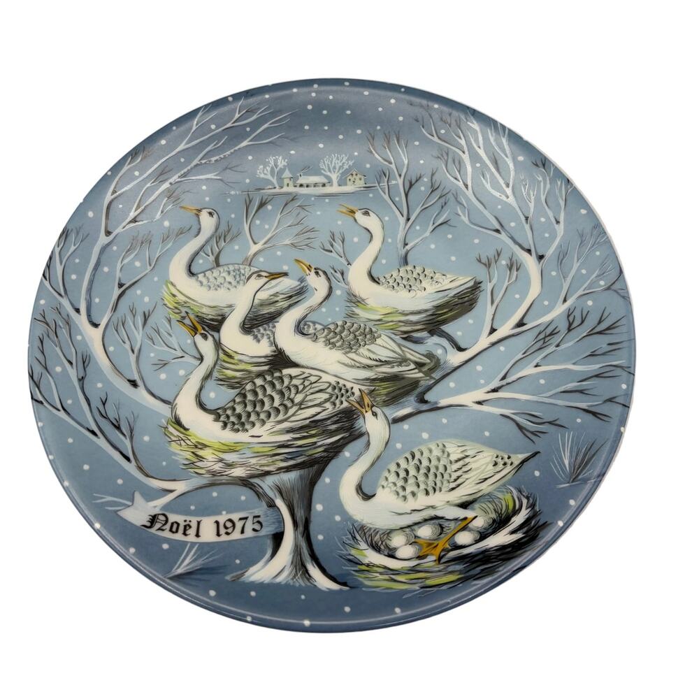 Vintage Haviland Limoges "Six Geese A'Laying" 1975 Christmas collector's Plate#6